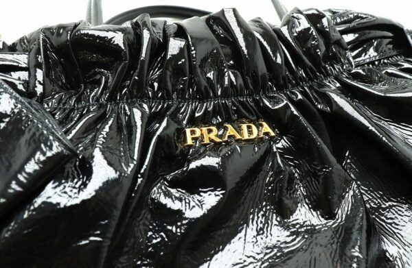 11840654 8 Prada Patent Leather 2WAY Handbag Ribbon Black