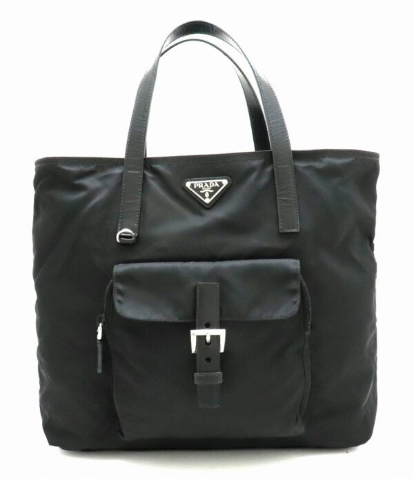 11840664 Prada Tote Bag Nylon Leather Nero Black