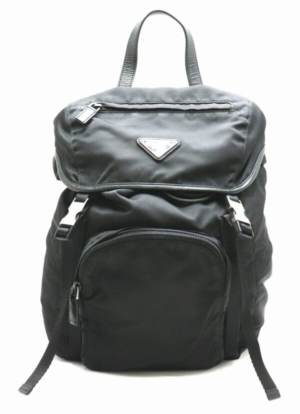 11850154 Prada Backpack Rucksack Nylon Leather Nero Black