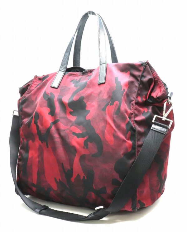 11850174 1 Prada 2WAY Tote Bag Camouflage Nylon Leather Dark Red