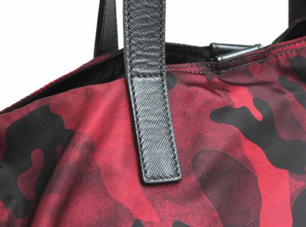 11850174 6 Prada 2WAY Tote Bag Camouflage Nylon Leather Dark Red