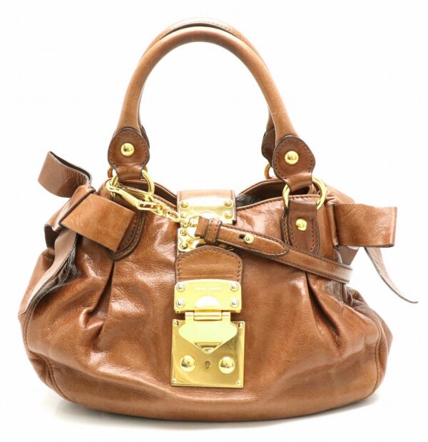 11850627 Miu Miu Matelassé 2Way Shoulder Bag Leather Brown