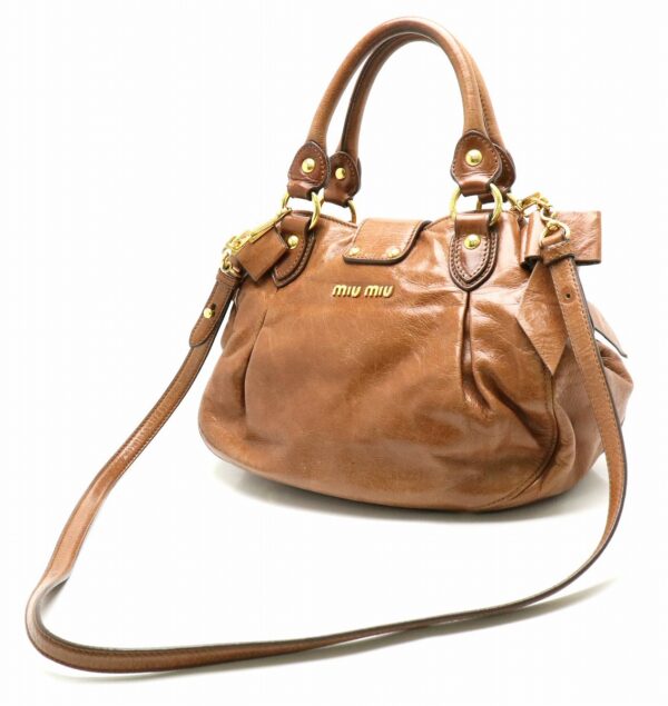 11850627 1 Miu Miu Matelassé 2Way Shoulder Bag Leather Brown