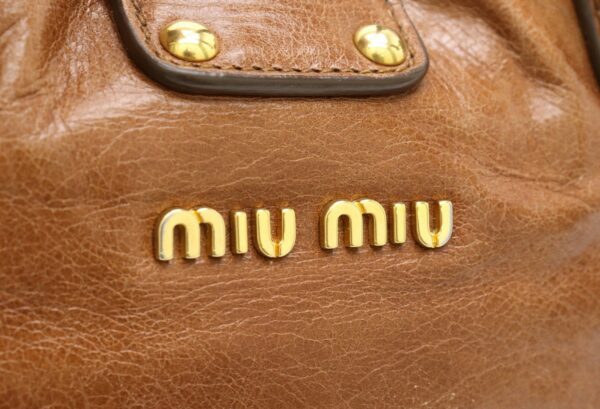 11850627 8 Miu Miu Matelassé 2Way Shoulder Bag Leather Brown