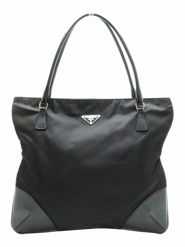 11850646 Prada Tote Bag Nylon Leather Nero Black