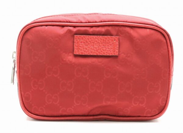 11850789 Gucci GG Nylon Pouch Leather Red