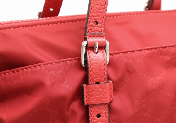 11850810 6 Gucci GG Nylon Tote Bag Leather Red