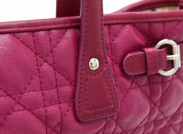 11850834 6 Christian Dior Lady Dior Cannage Charm Tote Bag Nylon Leather Purple