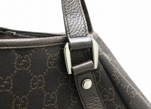 11850887 6 Gucci GG Denim Tote Bag Leather Brown