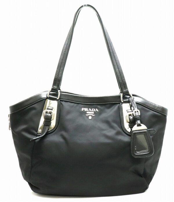 11851351 Prada Tote Bag Nylon Leather Nero Black