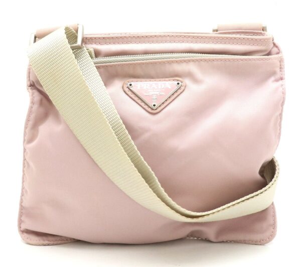 11851374 Prada Shoulder Bag Diagonal Nylon Pink Silver