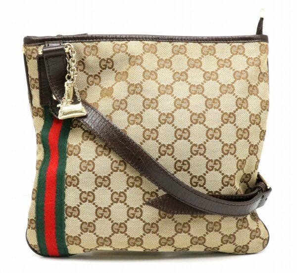 11851380 Gucci GG Sherry Line Shoulder Bag Khaki