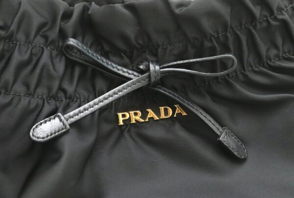 11860314 7 Prada Gathered Handbag Nylon Leather Nero Black