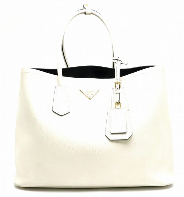 11860330 Prada Saffiano Tote Bag Embossed Leather White