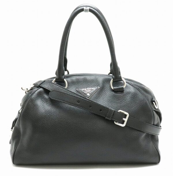 11860362 Prada Vit Daino 2WAY Shoulder Bag Leather Nero Black