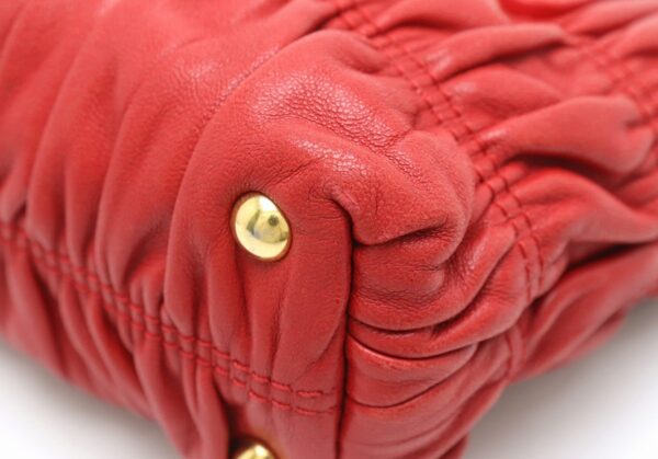 11860366 2 Prada Gathered Mini Handbag 2WAY Leather Red