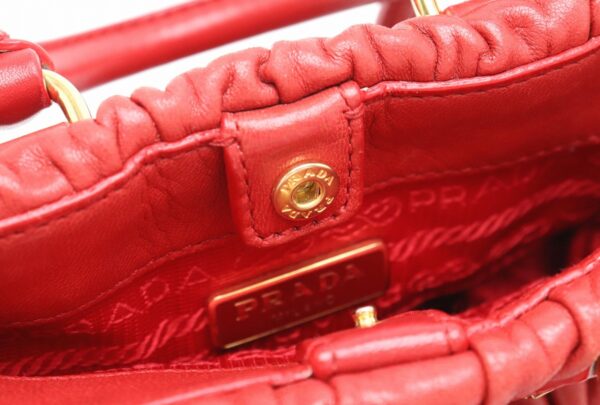 11860366 5 Prada Gathered Mini Handbag 2WAY Leather Red