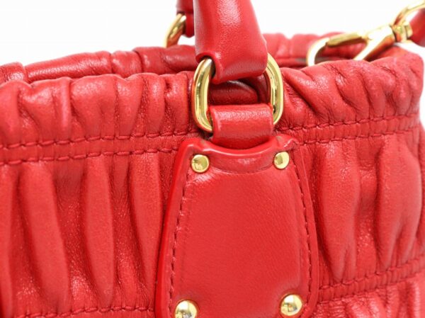 11860366 6 Prada Gathered Mini Handbag 2WAY Leather Red