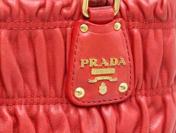 11860366 7 Prada Gathered Mini Handbag 2WAY Leather Red