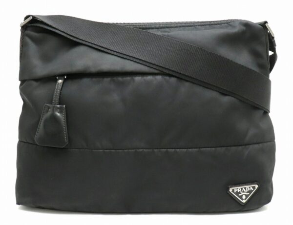 11860368 Prada Shoulder Bag Diagonal Nylon Leather Nero Black