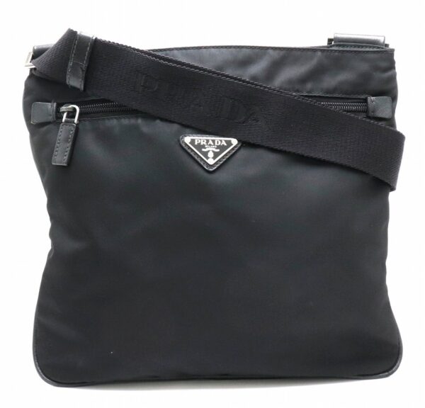 11860510 Prada Shoulder Bag Diagonal Nylon Leather Nero