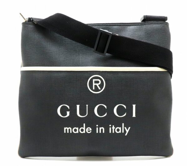 11861489 Gucci Logo Shoulder Bag Leather Black