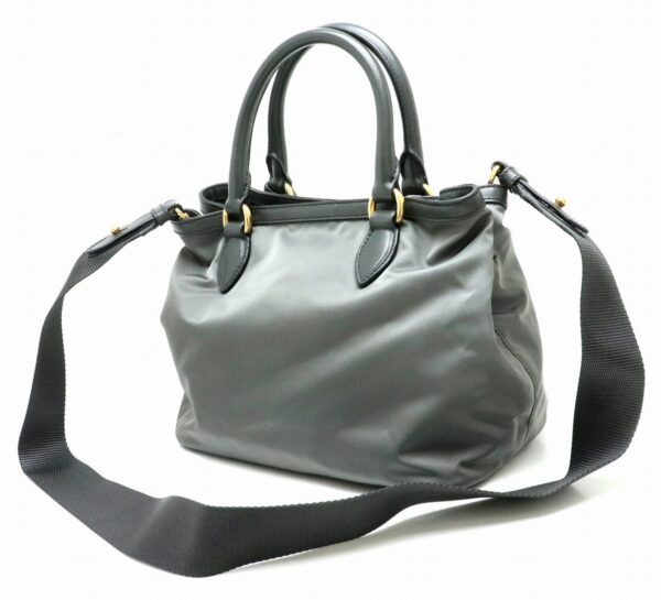 11870126 1 Prada Handbag 2WAY Crossbody Nylon Leather Ardesia Gray