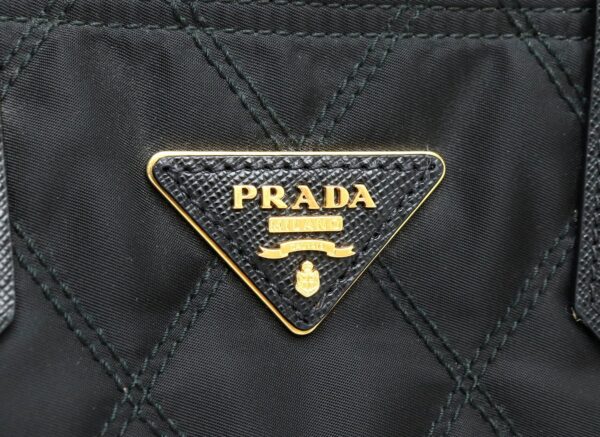 11870127 7 Prada Handbag 2WAY Diagonal Stitching Nylon Leather Nero Black