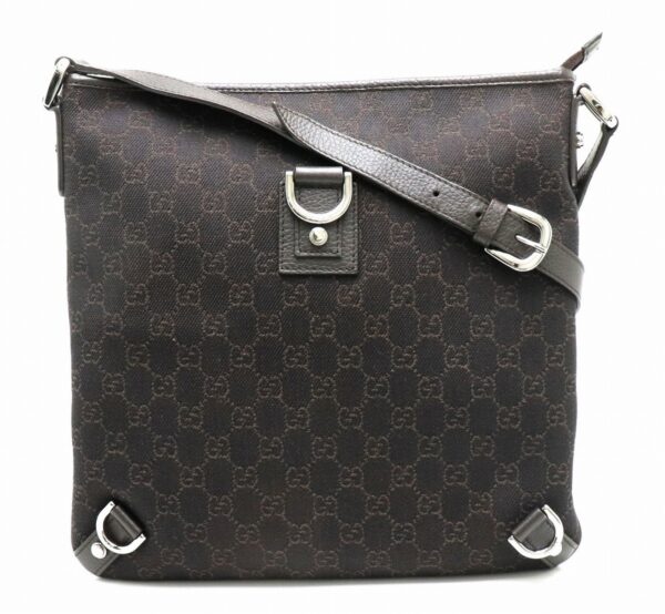 11870132 Gucci Abbey GG Shoulder Bag Leather Brown