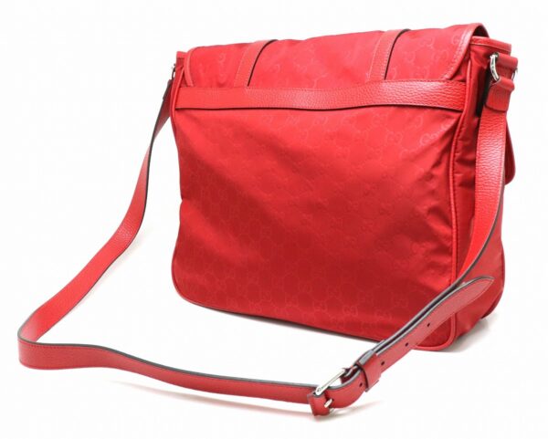 11870136 1 Gucci GG Nylon Shoulder Bag Leather Red