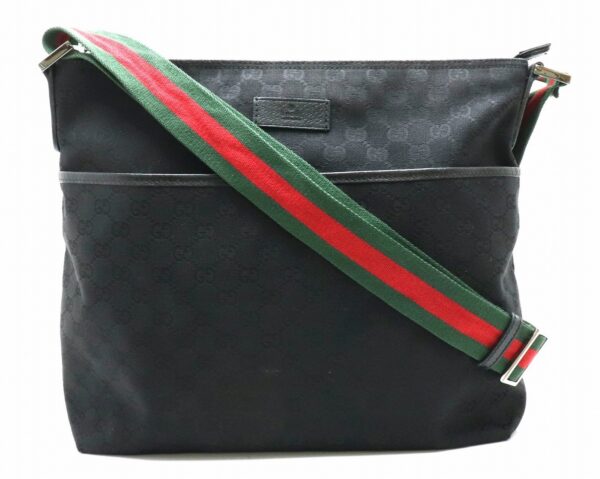 11870692 Gucci GG Sherry Line Shoulder Bag Black Red Green