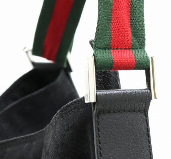 11870692 6 Gucci GG Sherry Line Shoulder Bag Black Red Green