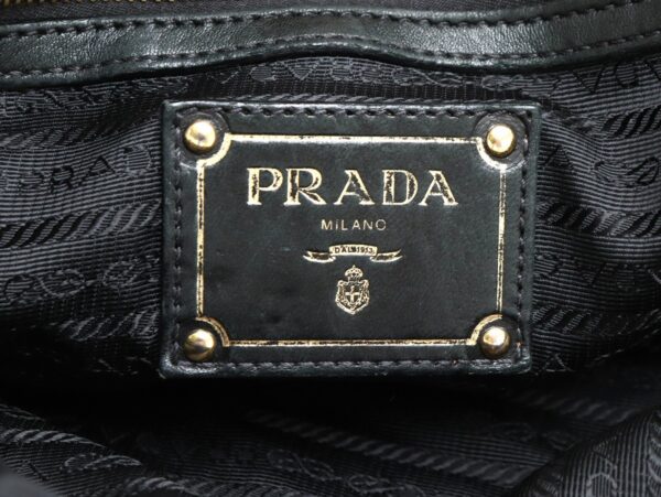 11870916 8 Prada Logo Jacquard Drawstring Tote Bag Nylon Leather Black Brown