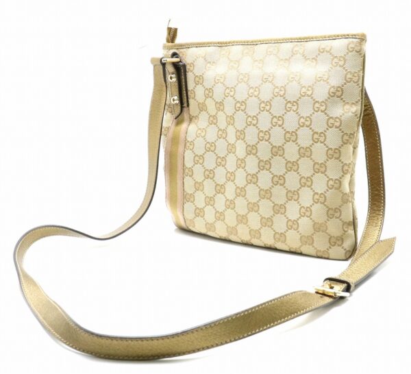 11870922 1 Gucci GG Sherry Line Crossbody Bag Leather Khaki Beige