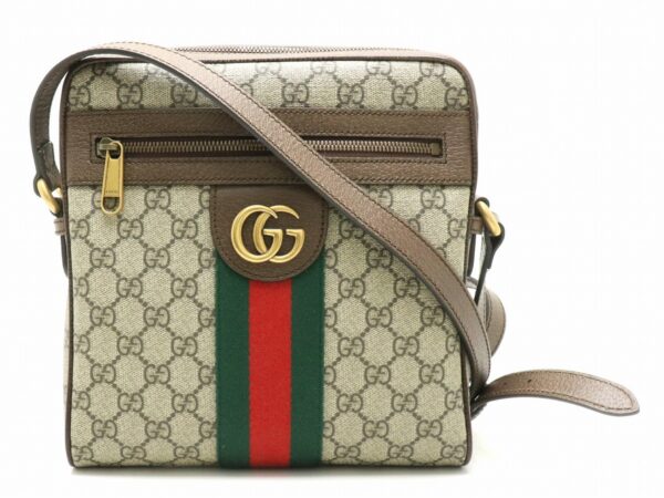 11880092 Gucci Ophidia GG Small Messenger Bag Leather Khaki Beige