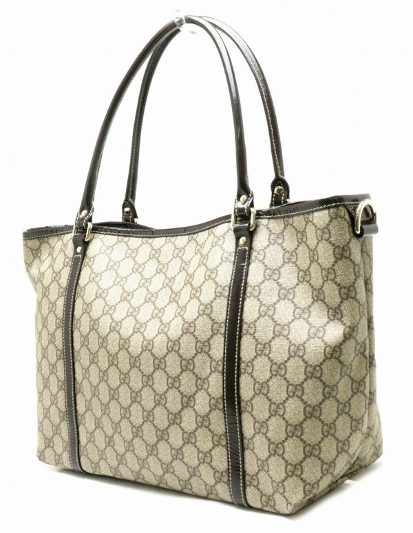 11880100 1 Gucci GG Plus Tote Bag Shoulder Bag Patent Leather Khaki Beige