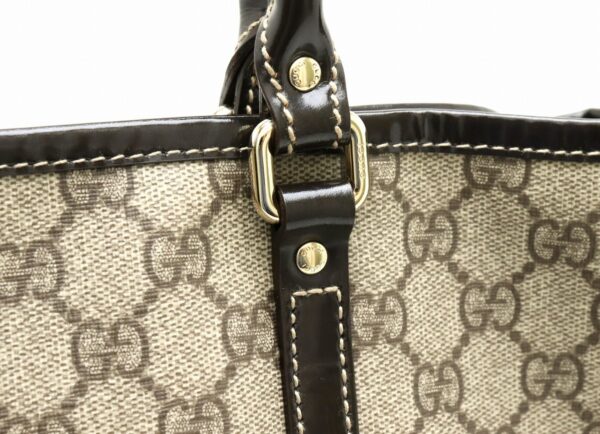 11880100 6 Gucci GG Plus Tote Bag Shoulder Bag Patent Leather Khaki Beige