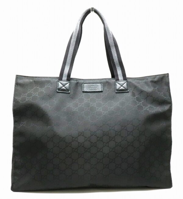 11880909 Gucci GG Nylon Tote Bag Shoulder Bag Nylon Leather Black