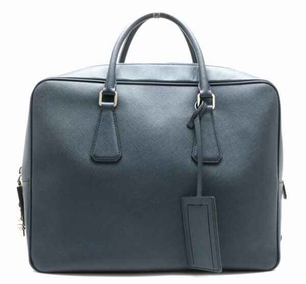 11880995 Prada Saffiano Travel Briefcase Leather Baltico Blue