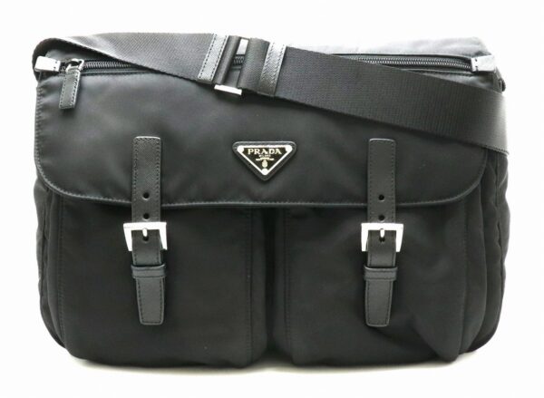 11881011 Prada Vela Messenger Bag Nylon Leather Nero Black