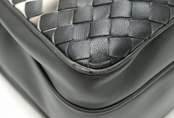 11881019 2 Bottega Veneta Intrecciato Shoulder Bag Dark Gray Ivory