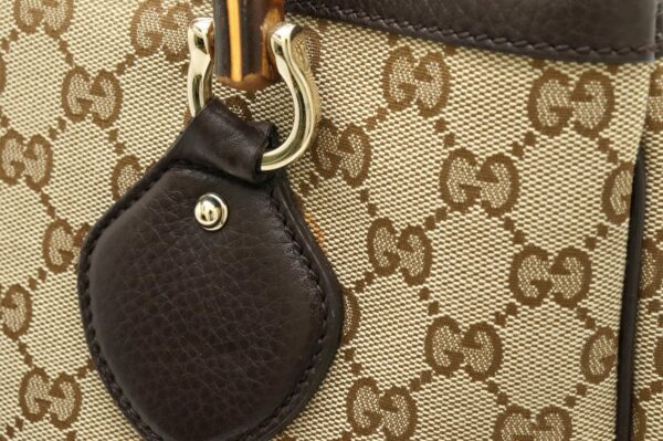 11881048 6 Gucci GG Bamboo Handbag Tote Bag Leather Khaki Beige