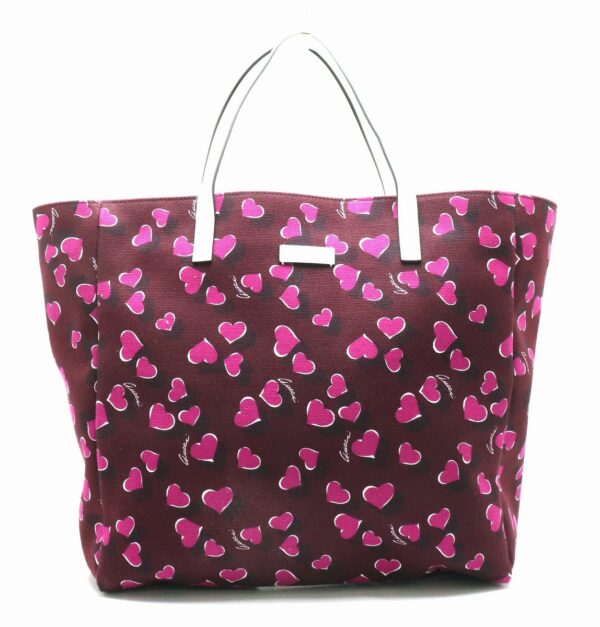 11881408 Gucci Heart Motif Tote Bag Leather Pink Bordeaux