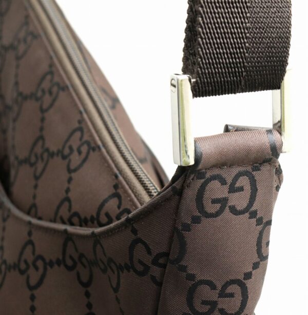 11881420 6 Gucci GG Nylon Shoulder Bag Nylon Leather Brown