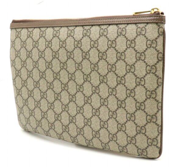 11881431 1 Gucci GG Supreme Ophidia Sherry Clutch Bag Leather Khaki Beige