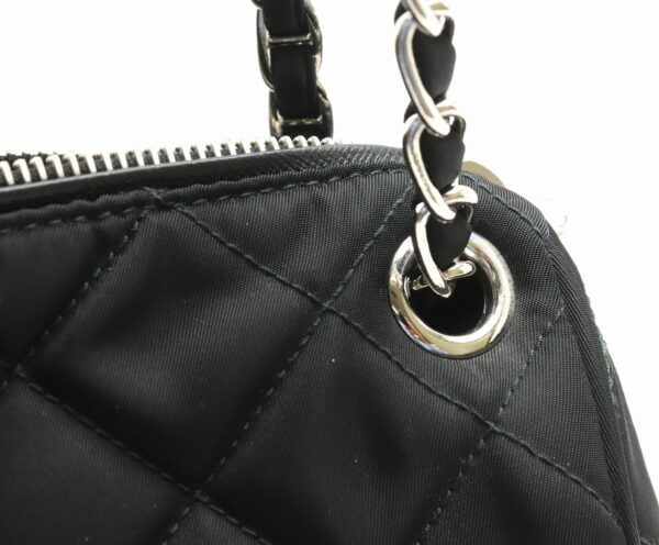 11881453 6 Prada Logo Quilted Chain Shoulder Bag Nylon Leather Black