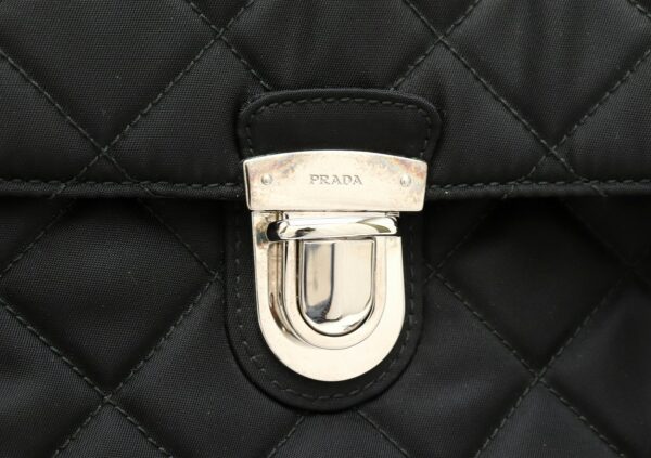 11881453 8 Prada Logo Quilted Chain Shoulder Bag Nylon Leather Black