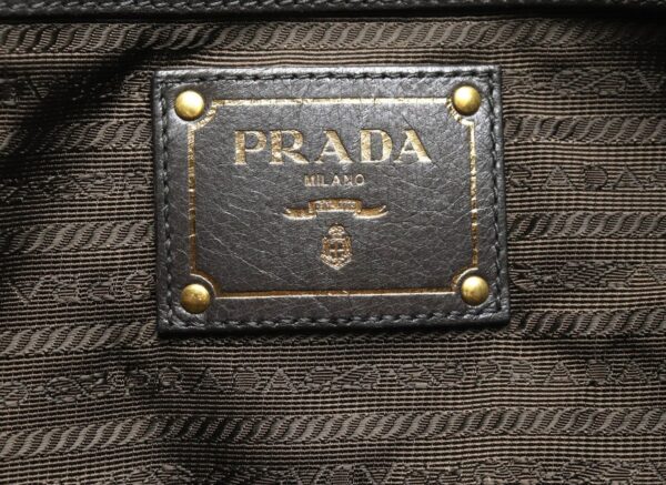 11881534 8 Prada Nylon Jacquard Shoulder Tote 2WAY Leather Nero Black