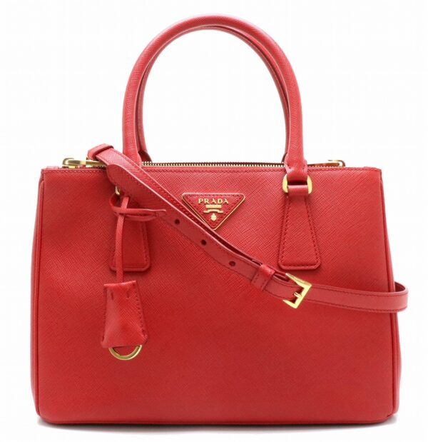 11890492 Prada Galleria Medium 2WAY Handbag Saffiano Leather Fuoco Red