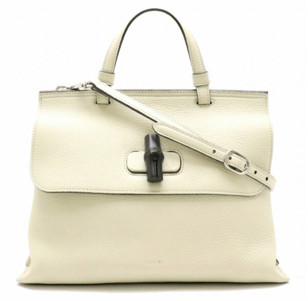 11890570 Gucci Bamboo Daily Top Handle Bag 2way Leather Ivory